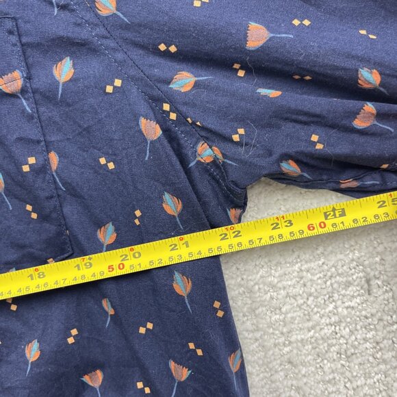 Ben Sherman Men’s XL Stretch Floral AOP Button Up Shirt Long Sleeve Dark Blue - Picture 6 of 13